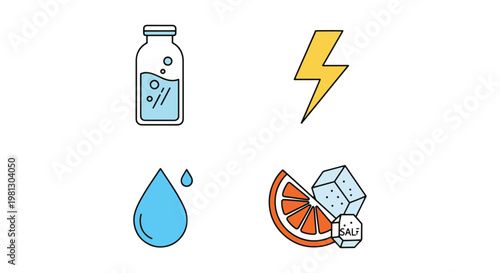 Electrolyte Drink Line art modern clean shapes vector