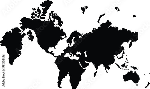 Minimalist World Landmass Outline