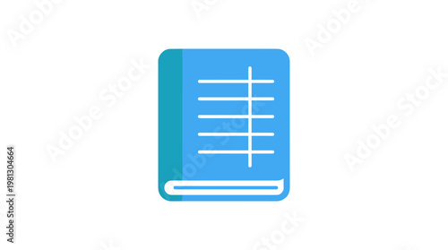 Blue flat color ledger notebook with ruled lines