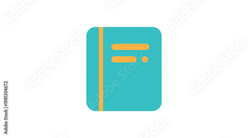 Flat color of a turquoise crypto wallet with orange bitcoin symbol and small white dot