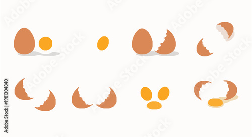 Broken eggshell icon vector set cracked egg pieces EPS10 isolated on white