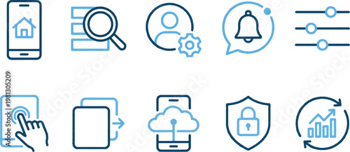 Smart home security and automation icons