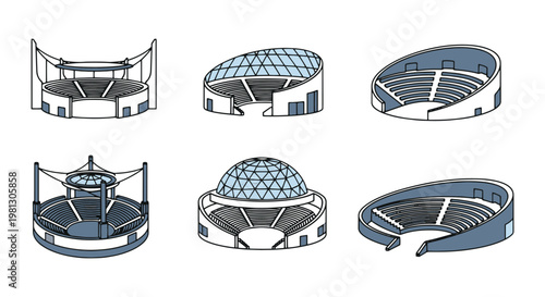 Futuristic Amphitheaters Line minimal creative abstract vector
