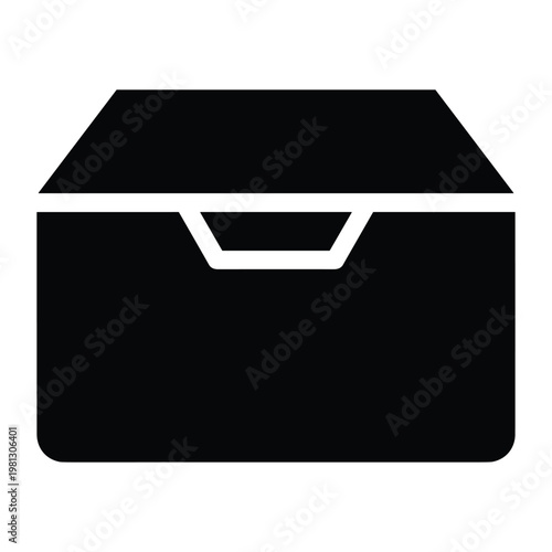 Inbox tray solid vector icon for organized messages