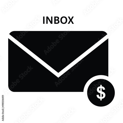 Black envelope with dollar sign notification symbol