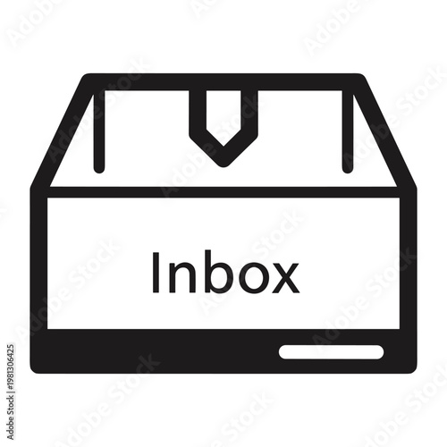 Open box with Inbox text and downward pointing arrow