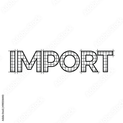 Import text with grid pattern outline vector illustration
