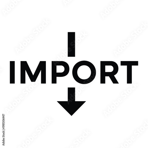 Import text with down arrow outline vector icon