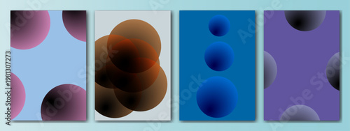 0000000000000Abstract four panel art flowing colors and organic shapes