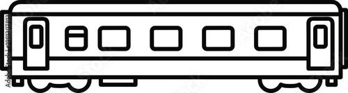 Passenger train carriage icon in line style, railway transport wagon vector illustration, rail transportation vehicle symbol isolated