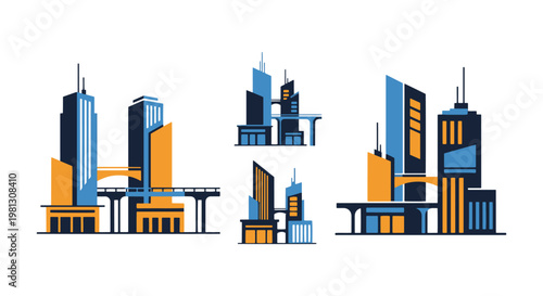 Futuristic Commercial Complex creative abstract line illustration