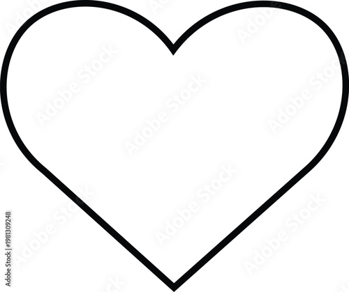 Black and white simple heart shape outline, clean minimalist line