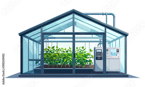 Smart Greenhouse Control Icon – Automated Agriculture Technology Illustration