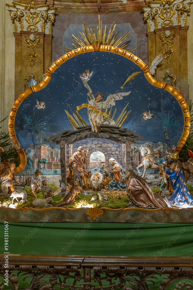Fototapeta premium Christmas nativity scene with holy family and magi
