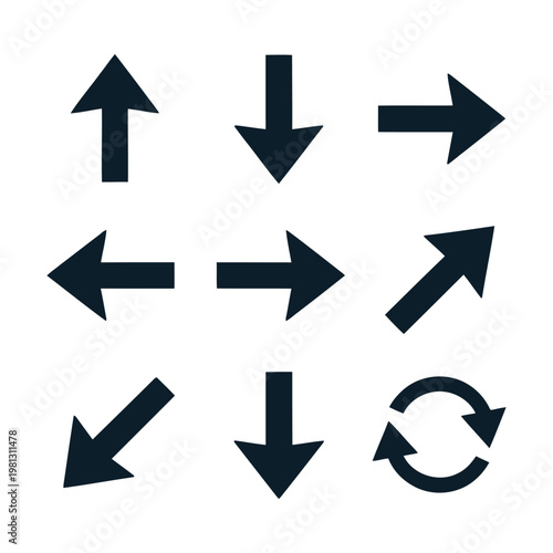 Directional Arrow Icon Set for Navigation and Interface Design