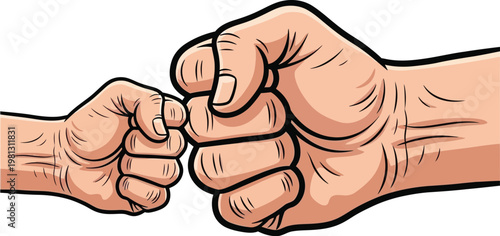 Two fists are shown touching each other in a symbolic gesture of solidarity or conflict