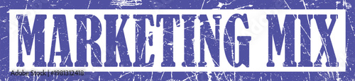 Marketing mix text in bold serif font on a distressed, grunge-textured purple background