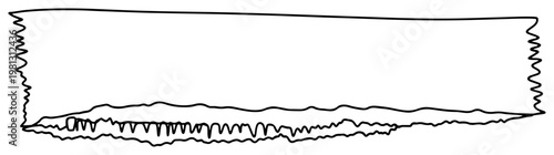 Torn paper strip or adhesive tape sketch hand drawn jagged edge border for copy space minimalist vector illustration