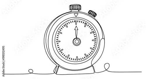 Stopwatch timer for sports or business one line drawing continuous line art time management concept minimalist vector illustration
