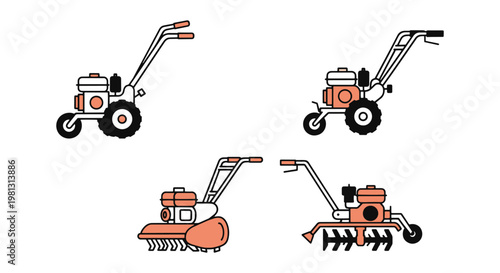 Garden Cultivator Machine Line creative abstract colorful shapes