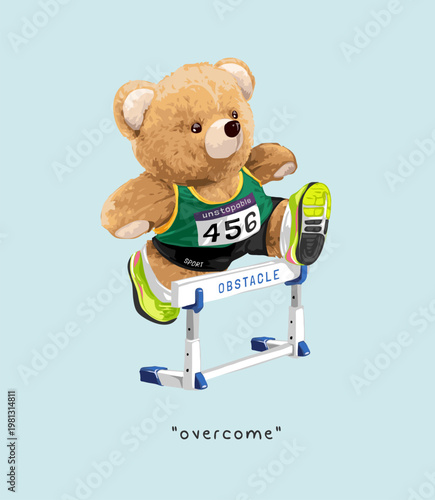 bear doll hurdle race vector illustration hand drawn