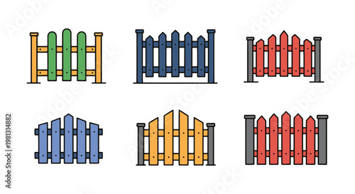 Garden Fence Line art vector creative abstract colorful