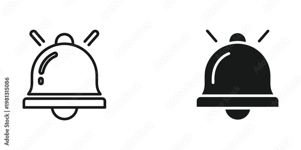 Fototapeta premium Contrasting visual styles of alarm bells with different fill designs