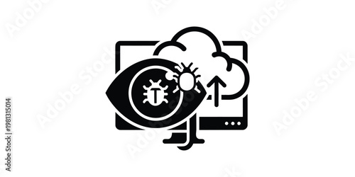 Cybersecurity surveillance and cloud data protection monitoring system illustration