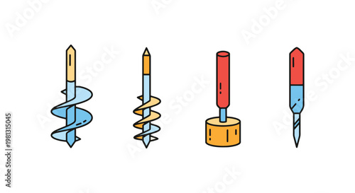 Garden Drill Bits Line art minimal clean abstract vector