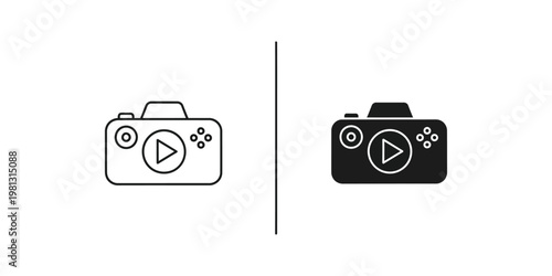 Comparison of traditional and modern camera icons with video play symbols