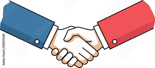 Business handshake between two partners symbolizing agreement trust collaboration and successful deal in corporate professional concept illustration