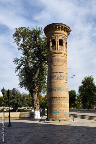 Minaret of Bolo Haouz Mosque. Bukhara, Uzbekistan