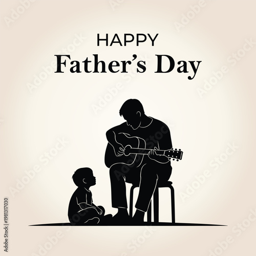Happy father's day silhouette a touching moment of musical connection