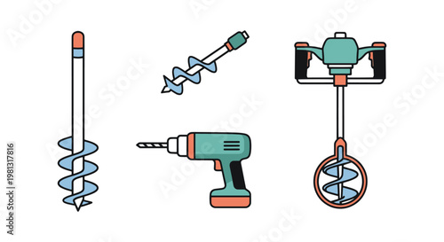 Garden Auger Line art vector simple colorful shapes