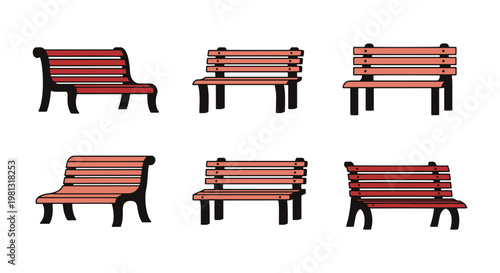 Garden Bench Line art vector clean colorful abstract