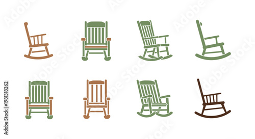 Garden Rocking Chair Line art abstract simple decorative illustration