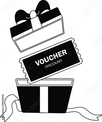 Gift Box with Discount Voucher Illustration