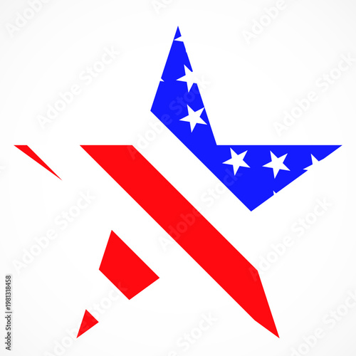 USA flag in star shape. American star. Happy America day background. Vector illustration