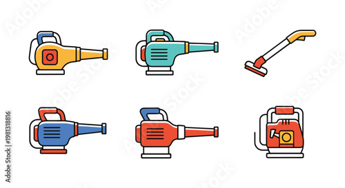Garden Blower Vacuum Line art simple colorful pattern vector