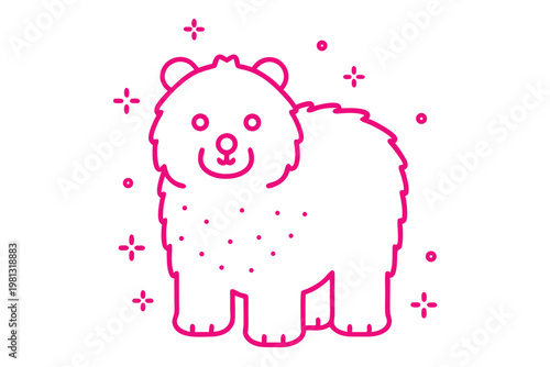 Simple line art cartoon illustration of a fluffy sheep standing in a meadow for coloring book