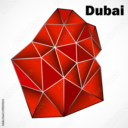 Dubai map in geometric polygonal style on white background