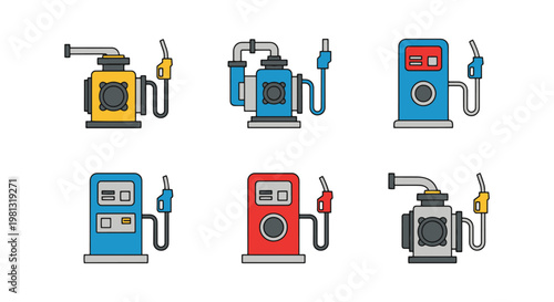Gas booster pump Line art abstract colorful pattern illustration