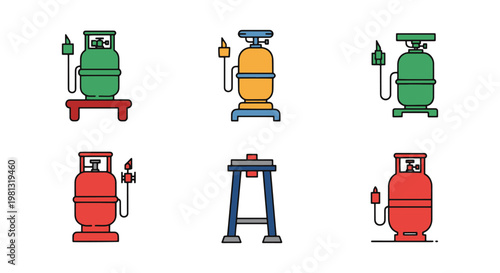Gas cylinder stand Line art clean decorative abstract vector