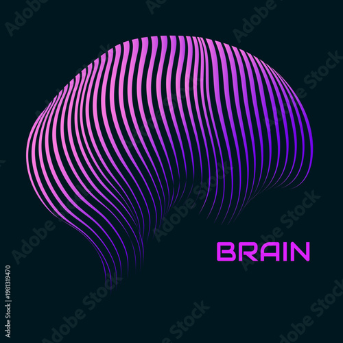 Abstract human brain. Logo with colorful lines