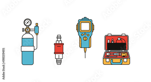 Gas calibration kit Line art abstract colorful vector design
