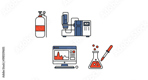 Gas chromatography system Line creative simple illustration vector