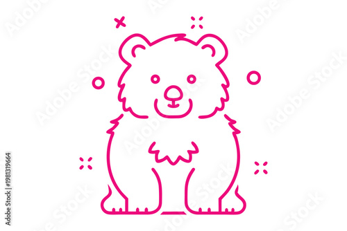 Simple line art cartoon illustration of a fluffy alpaca standing sideways in a field