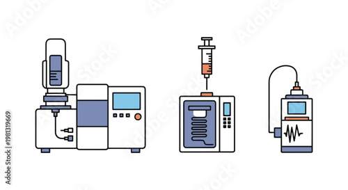 Gas chromatography system Line modern simple illustration vector