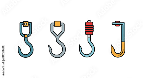 Garden Hooks Line art vector simple abstract colorful shapes