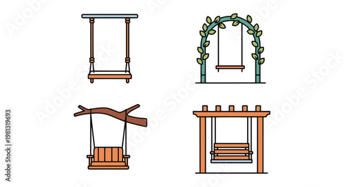 Garden Swing Line art vector minimal abstract colorful pattern
